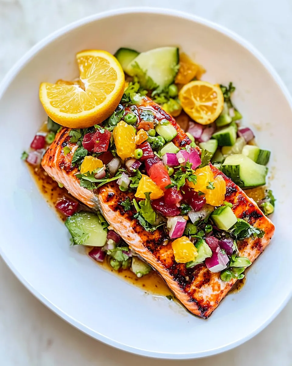 Fresh Honey Mustard Salmon with Citrus Salsa plate image