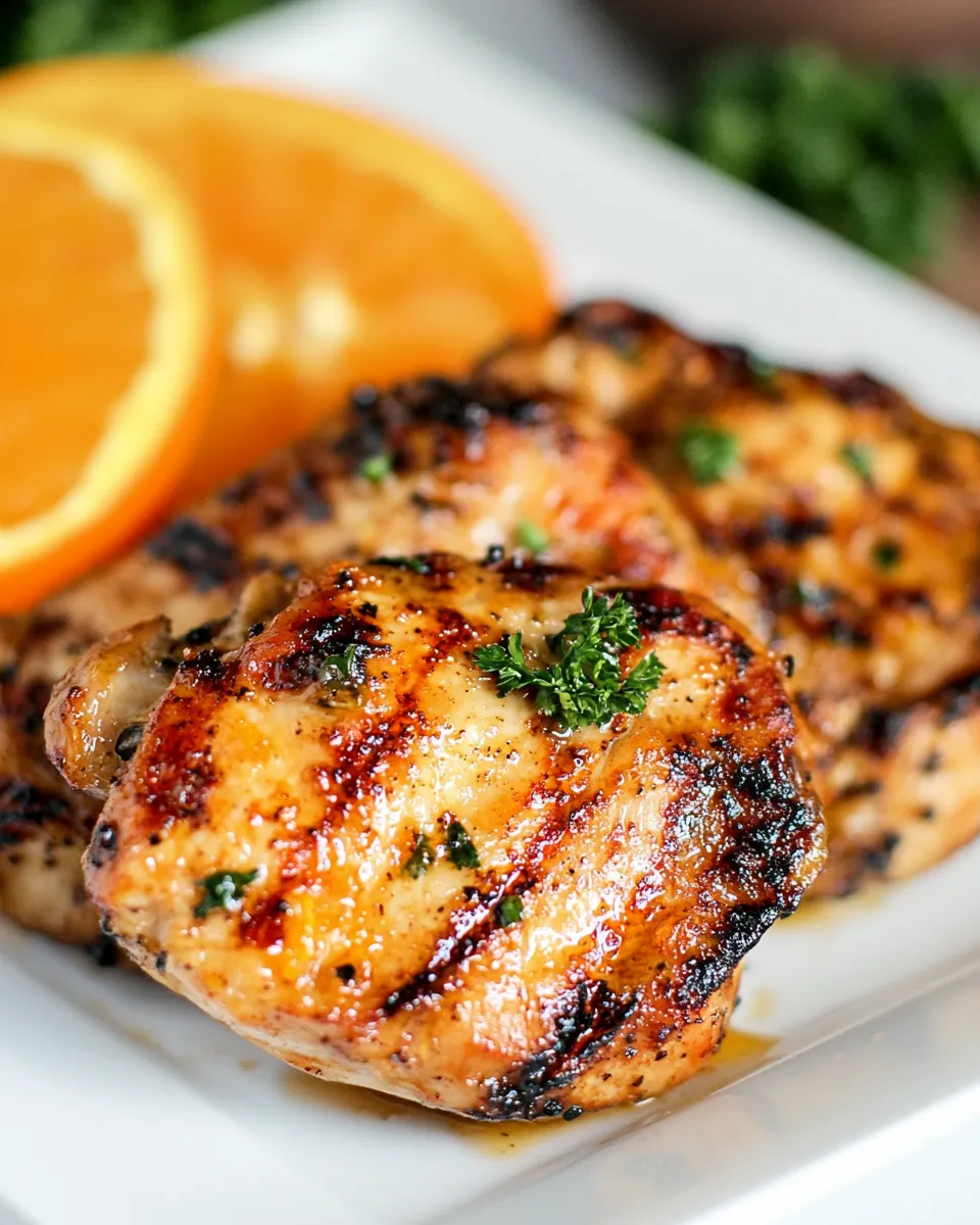 Delicious Honey Orange Grilled Chicken food shot