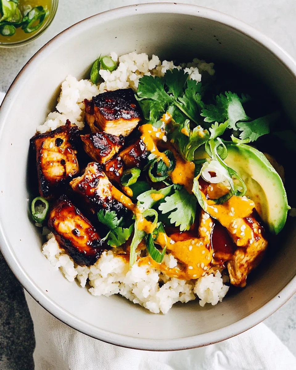 Delicious Honey Sriracha Chicken Bowls dish photo