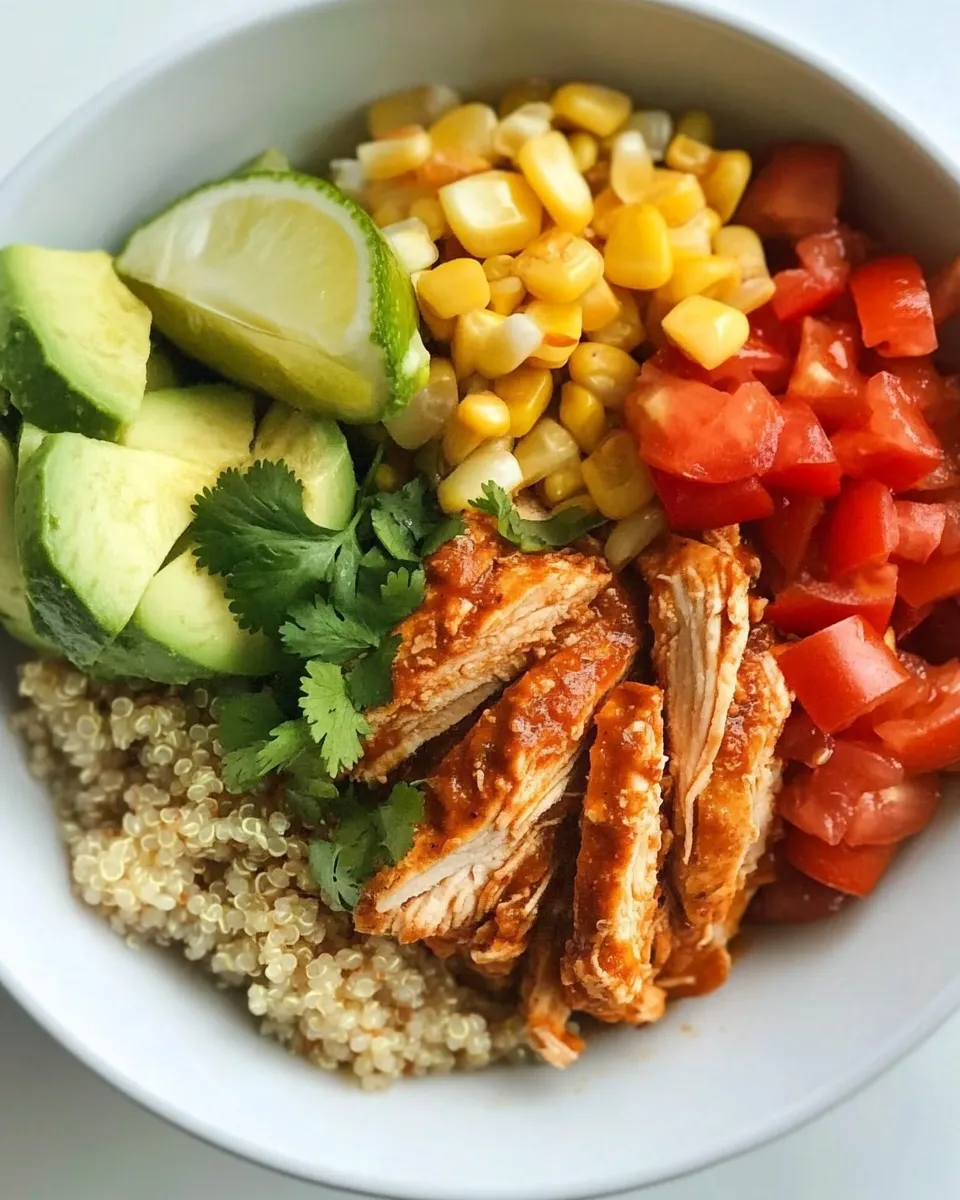 Quick Instant Pot Chipotle Chicken Bowls with Cilantro Lime Quinoa food shot