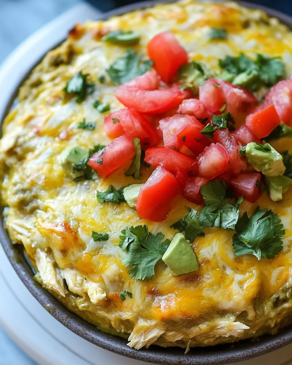 Delicious Instant Pot Salsa Verde Chicken Enchilada Casserole shot