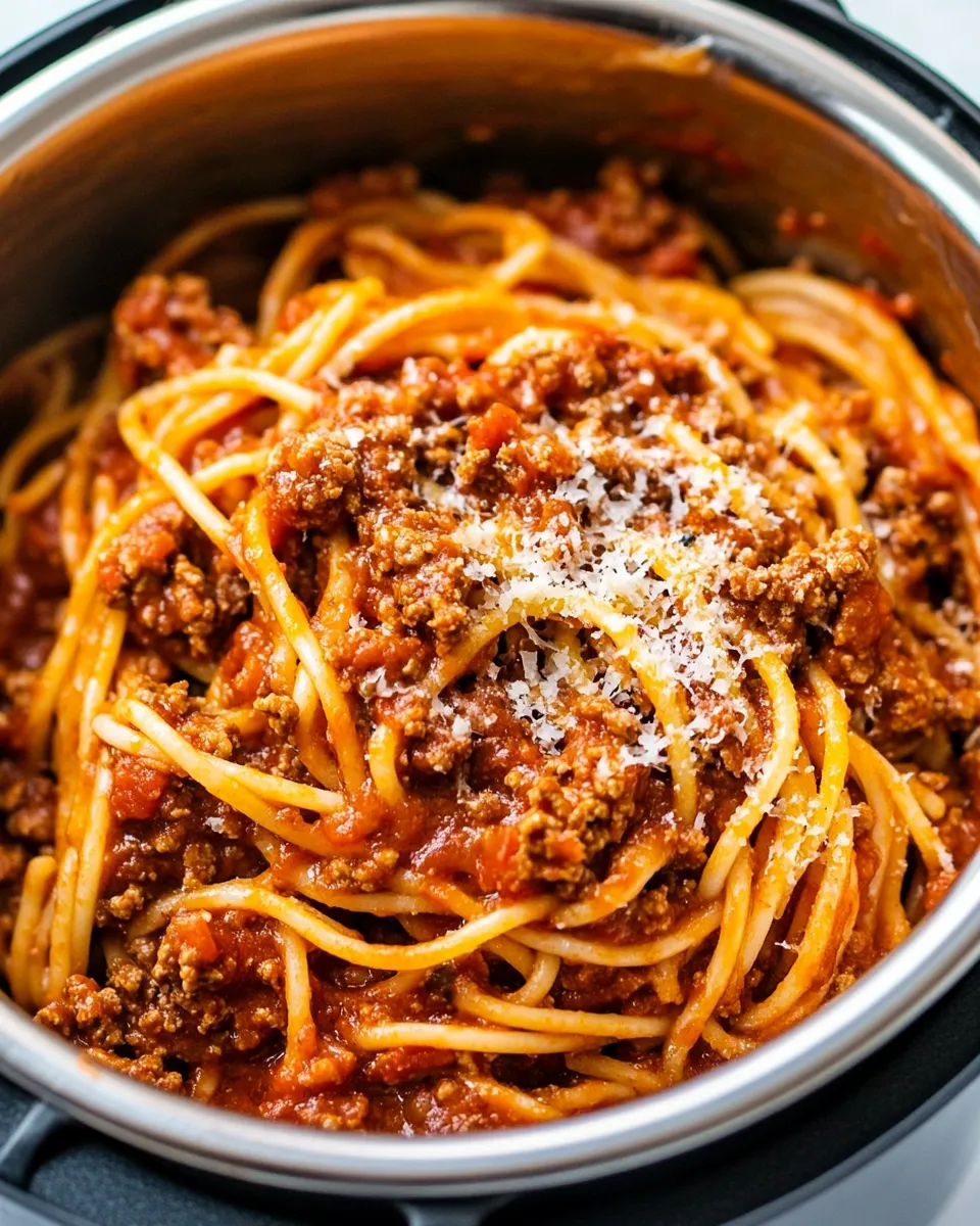 Easy Instant Pot Spaghetti with Meat Sauce recipe photo