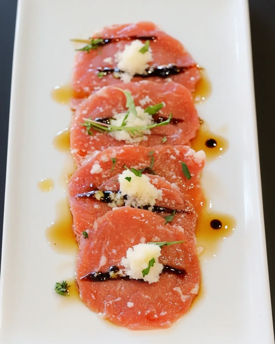 Delicious Italian Beef Carpaccio with Dijon Balsamic Vinaigrette dish photo