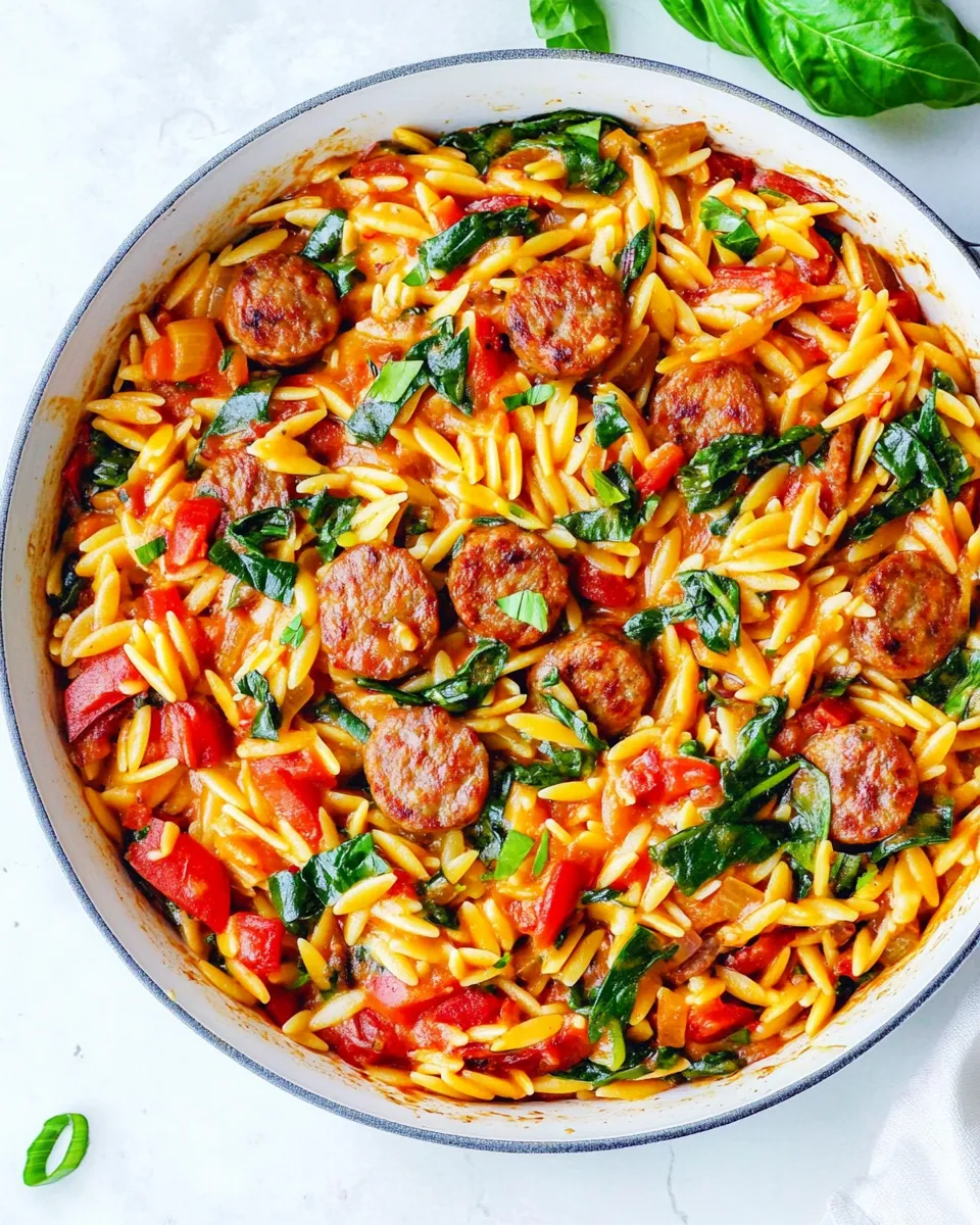 Delicious Italian Orzo and Sausage Skillet dish photo