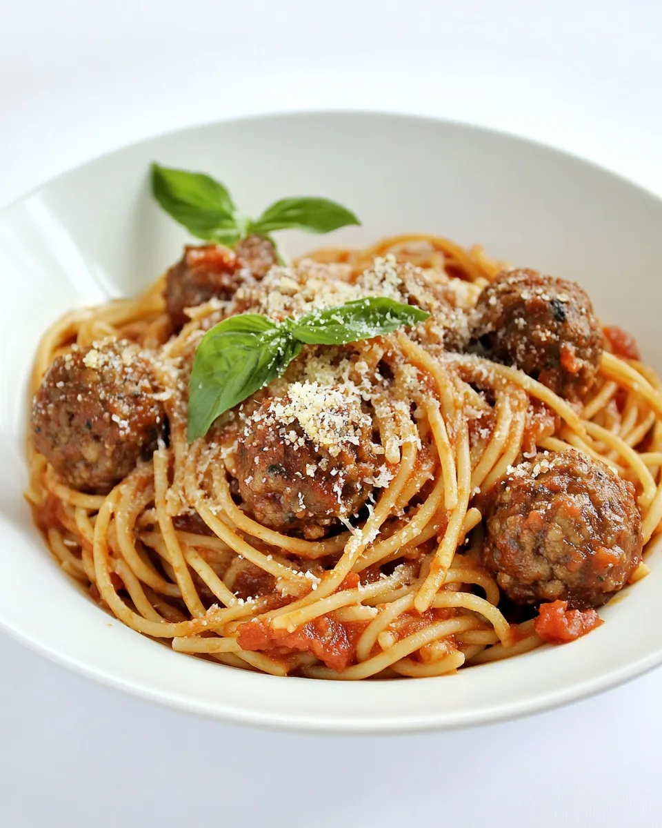 Homemade Italian Spaghetti with Meatballs photo