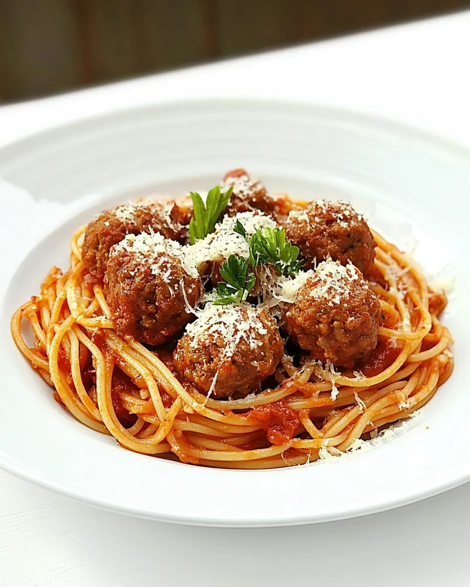 Delicious Italian Spaghetti with Meatballs plate image