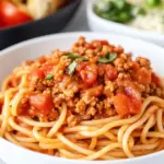 Homemade Italian Style Ground Turkey Spaghetti photo