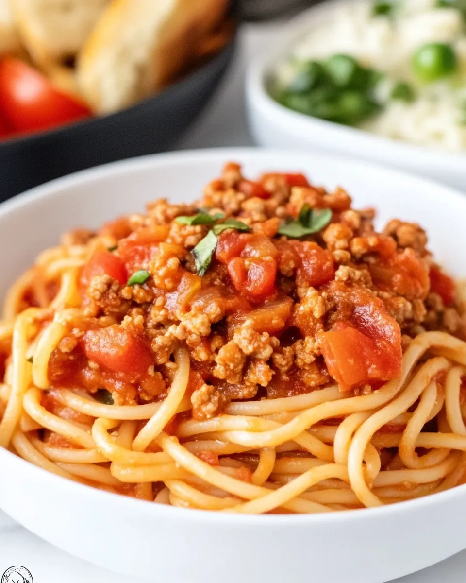 Homemade Italian Style Ground Turkey Spaghetti photo