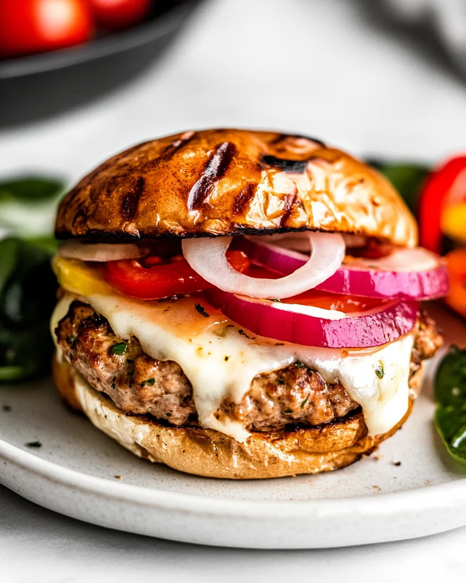 Delicious Italian Turkey Burgers food shot