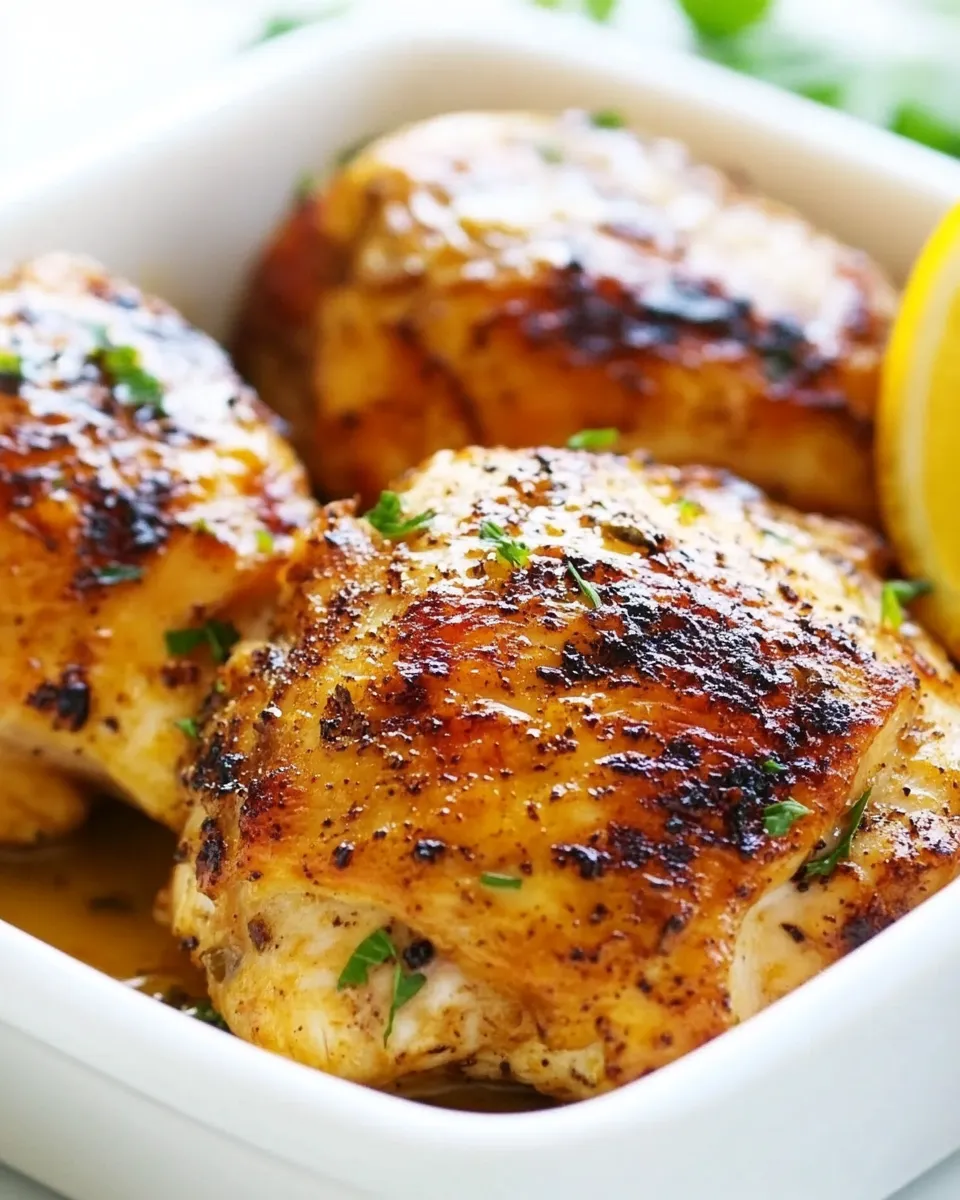 Delicious Juicy Grilled Chicken Thighs food shot