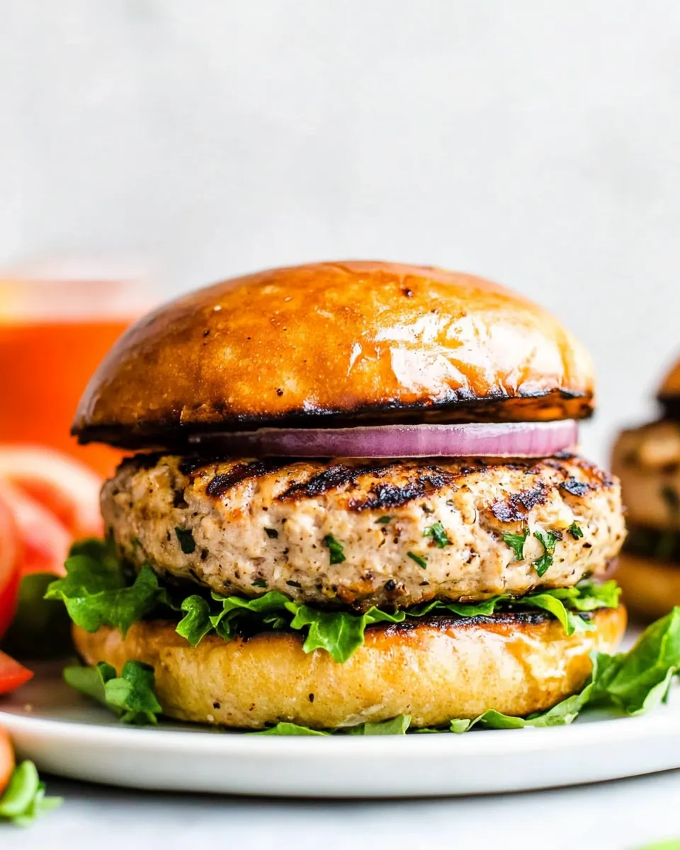 Easy Juicy Grilled Garlic Turkey Burgers food shot