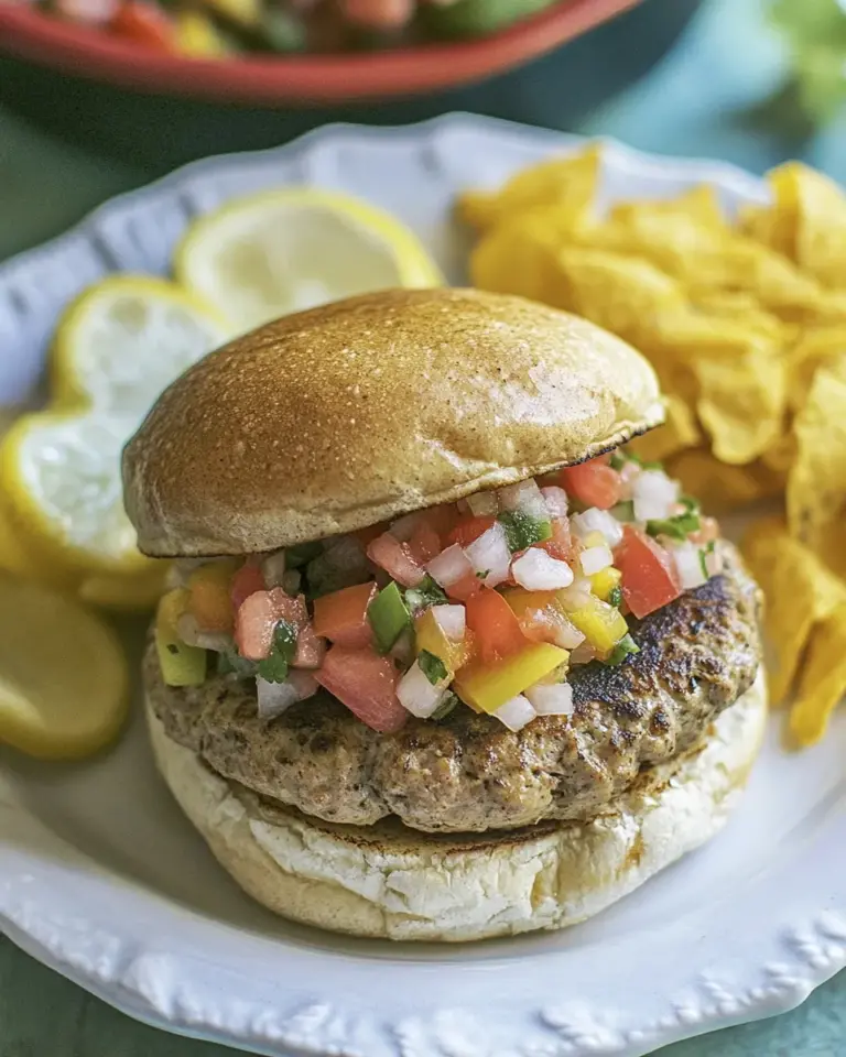 Homemade Juicy Mexican Turkey Burgers with Pico de Gallo photo
