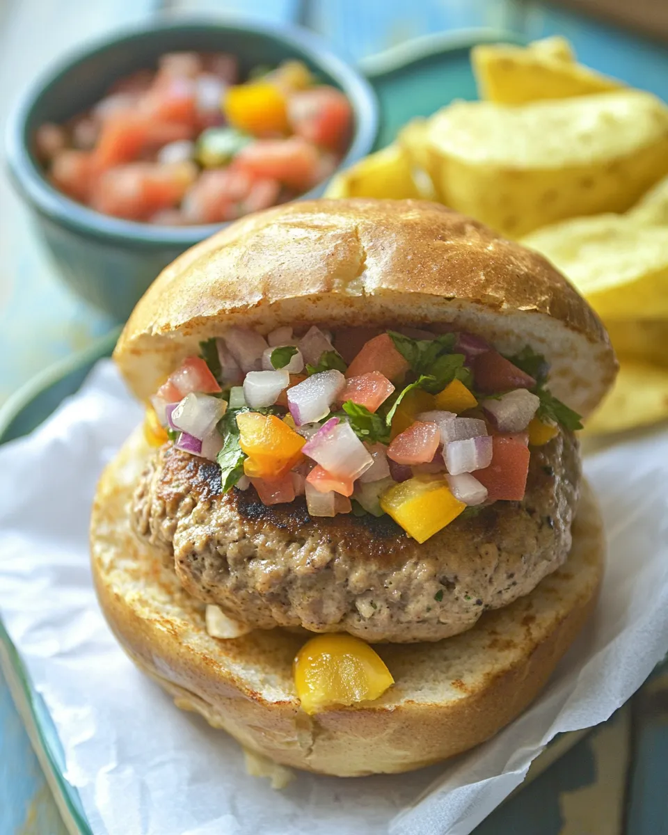 Classic Juicy Mexican Turkey Burgers with Pico de Gallo image