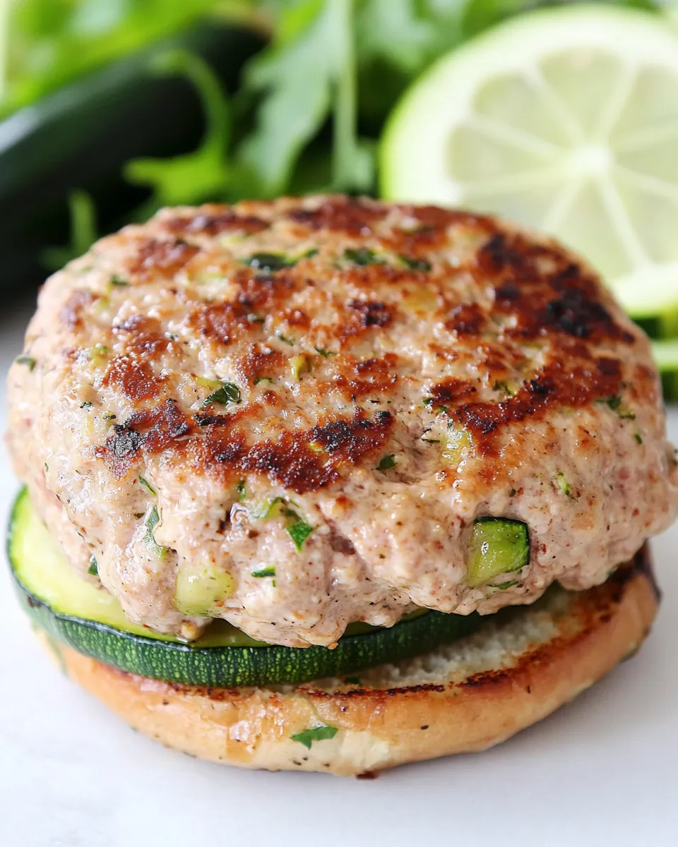 Delicious Juicy Turkey Burgers with Zucchini plate image