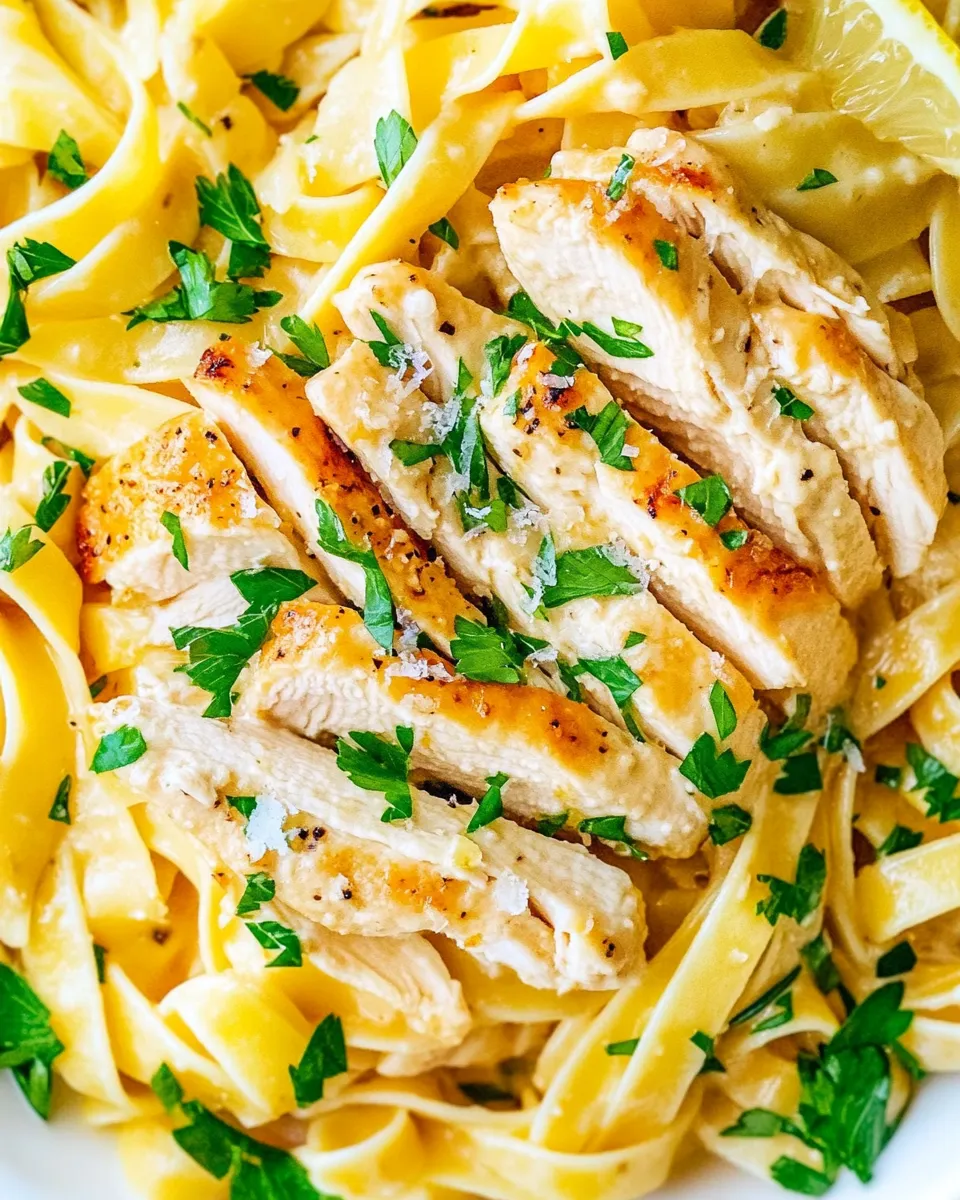 Delicious Lemon Butter Garlic Chicken Pasta shot