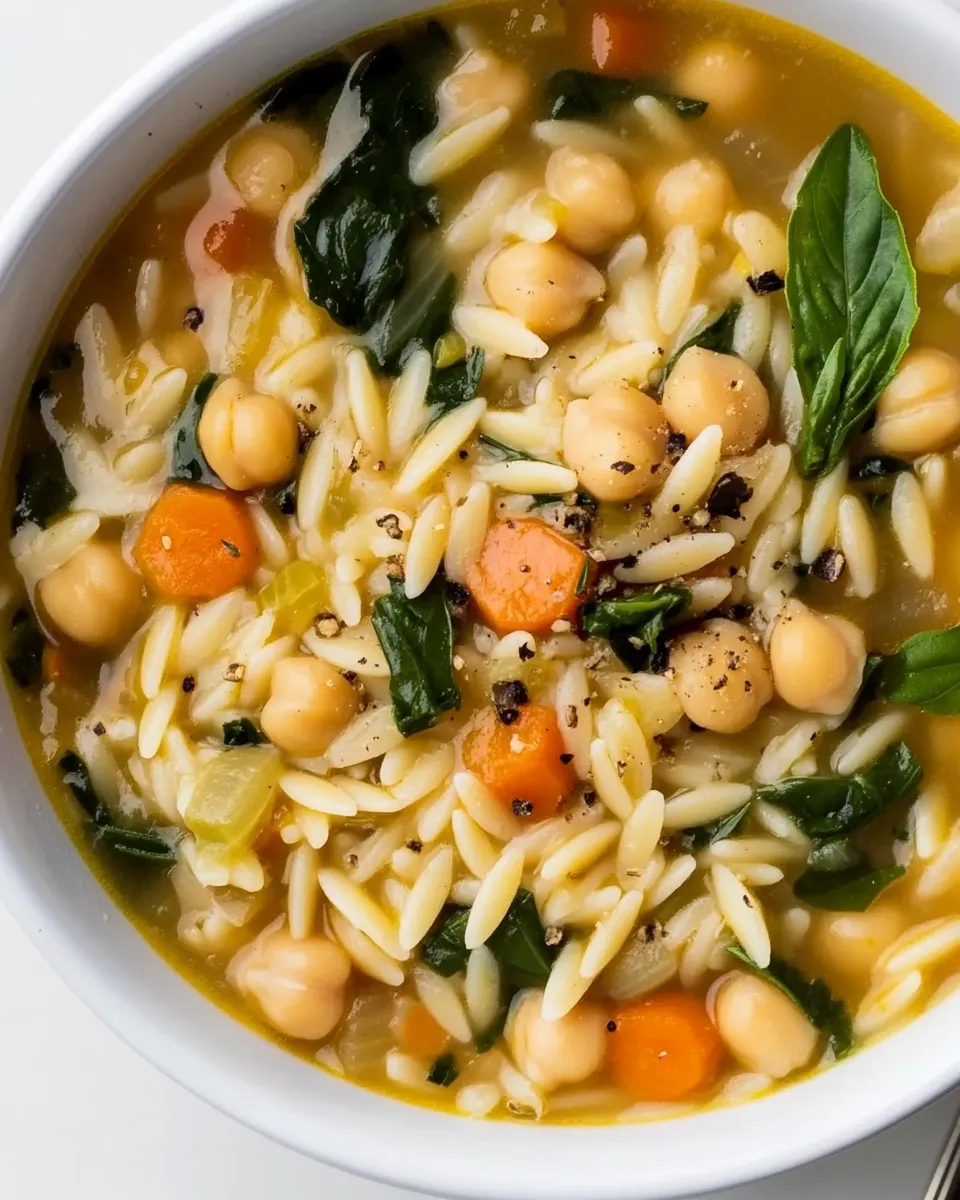 Easy Lemon Chickpea Orzo Soup recipe photo