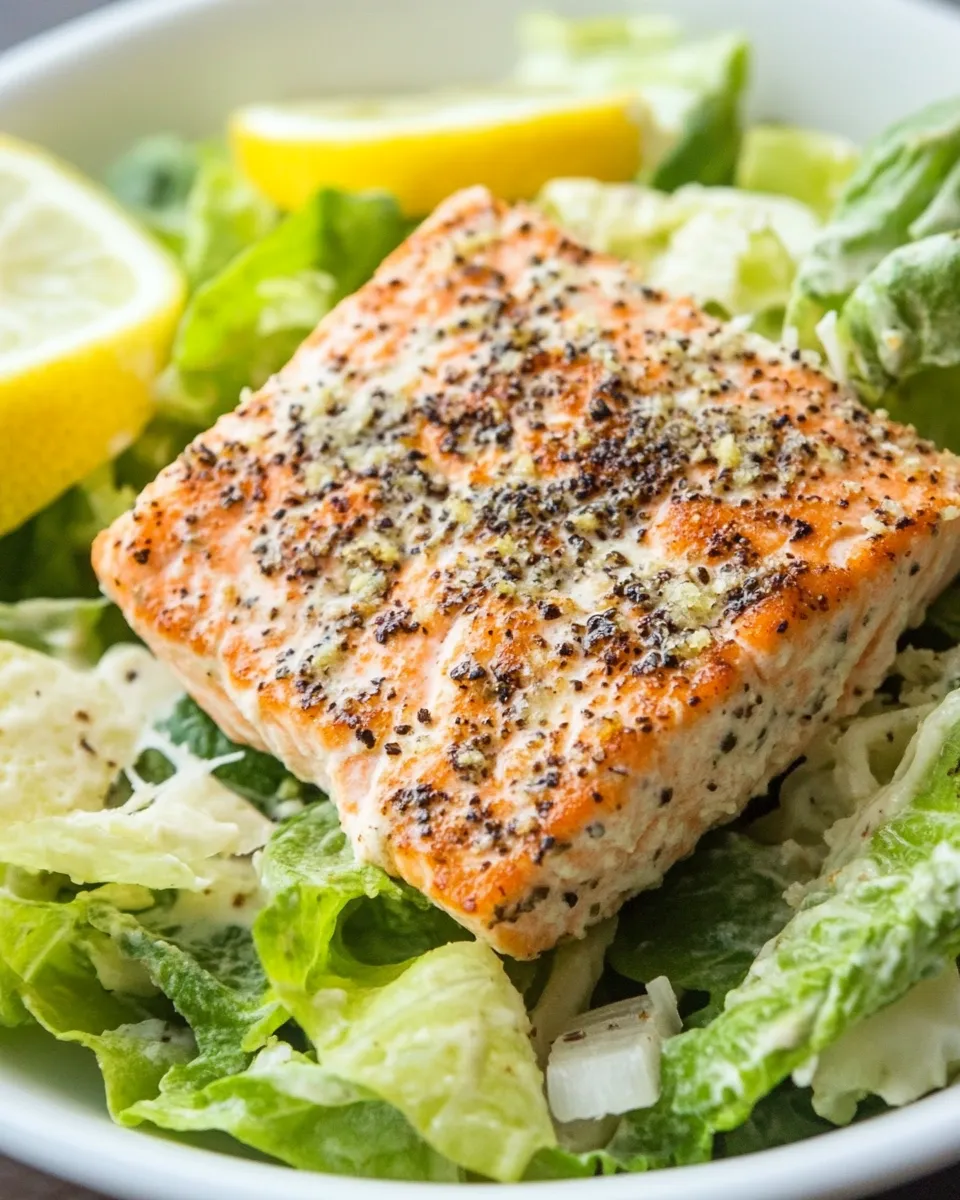 Easy Lemon Pepper Salmon Caesar Salad Recipe picture