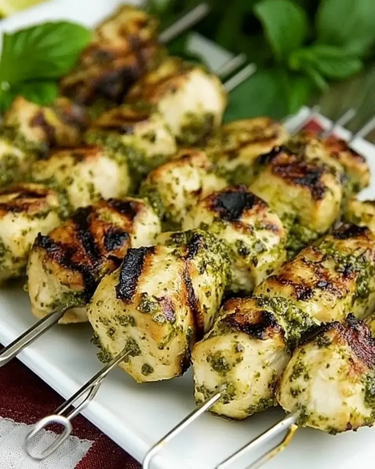 Homemade Lemon Pesto Chicken Kabobs photo