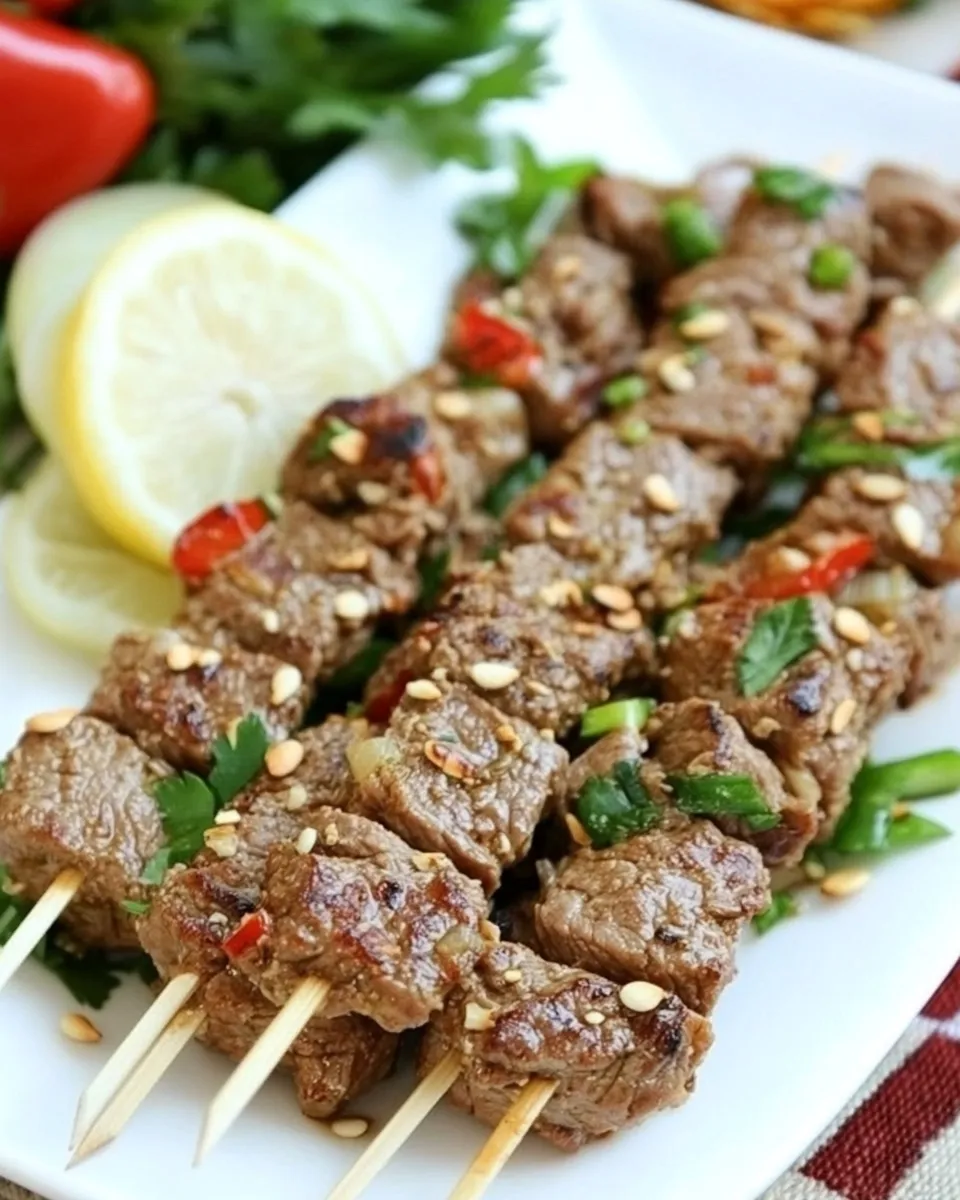 Easy Lemongrass Beef Skewers food shot