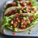 Homemade Lettuce tacos with chipotle chicken photo