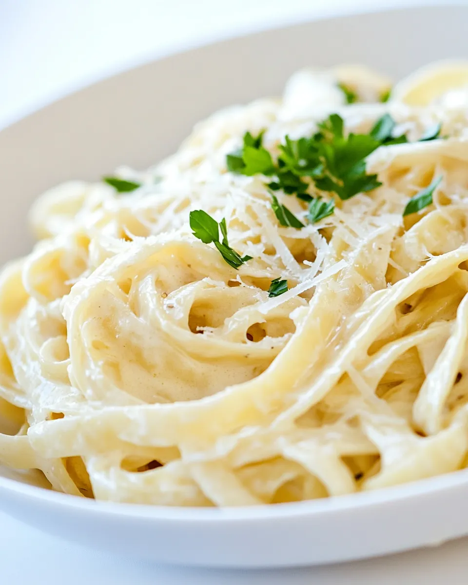 Delicious Light Fettuccine Alfredo dish photo
