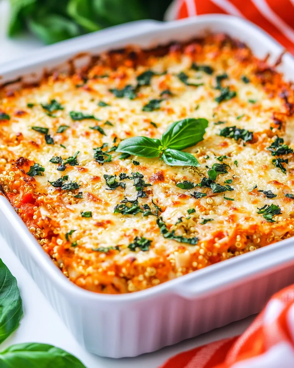 Easy Lightened Up Cheesy Quinoa Lasagna Bake recipe image
