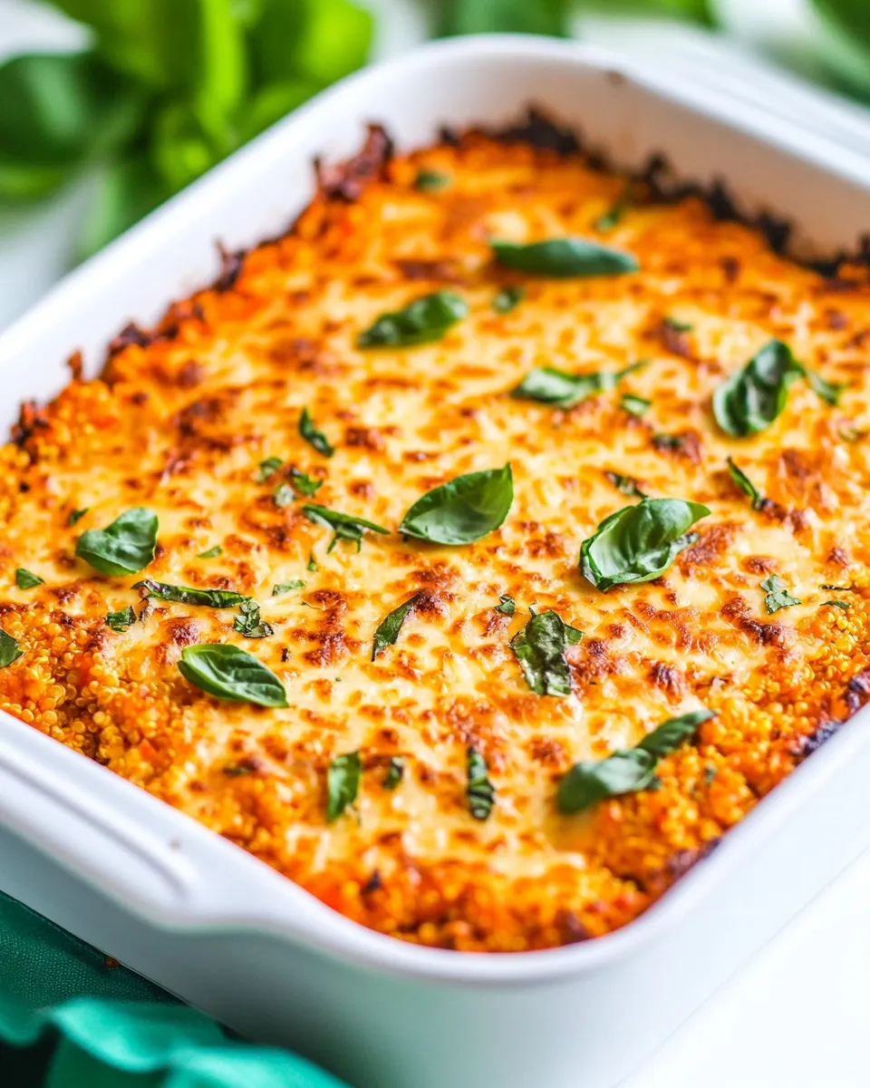 Delicious Lightened Up Cheesy Quinoa Lasagna Bake dish photo