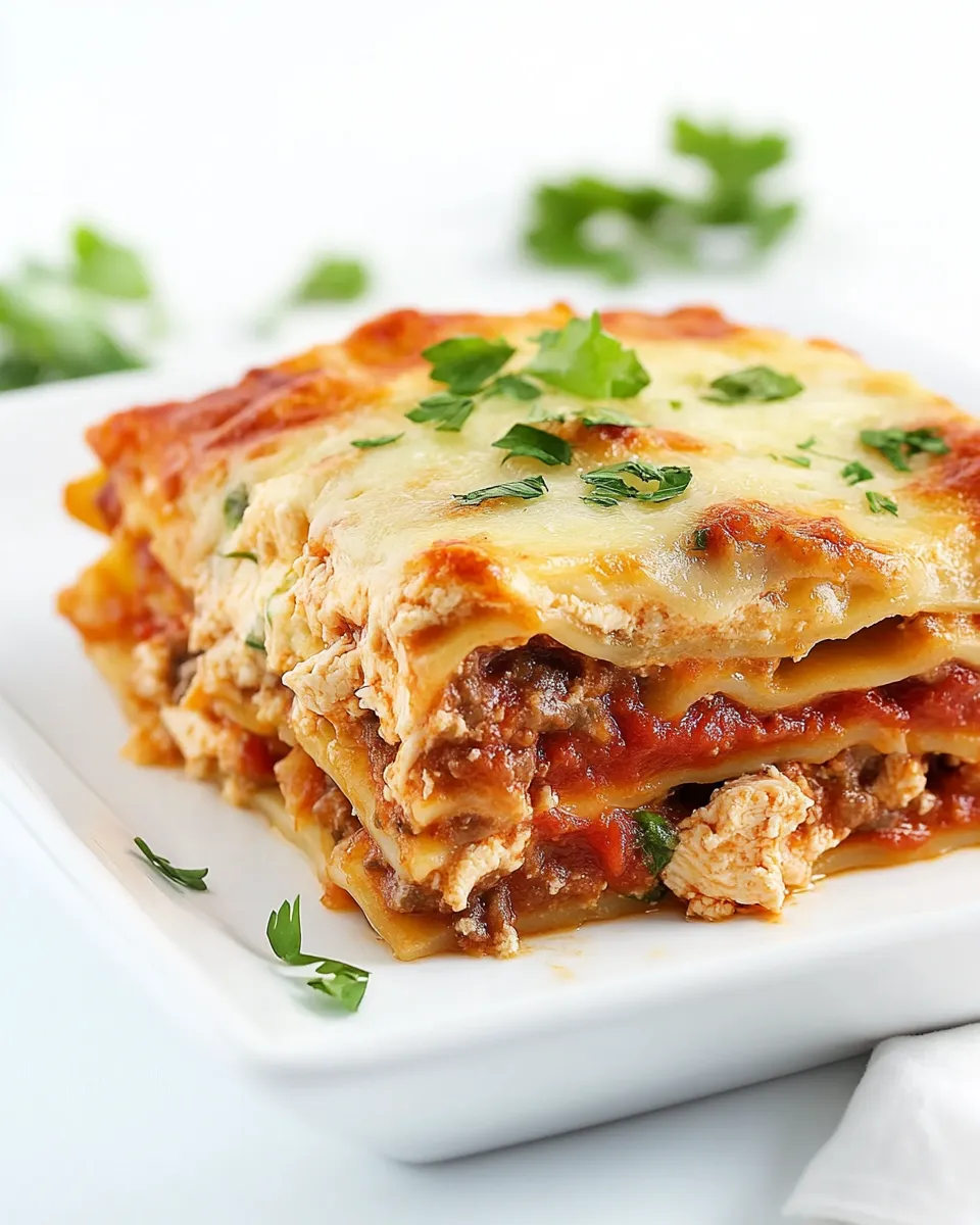 Delicious Lightened Up Chicken Parmesan Lasagna dish photo