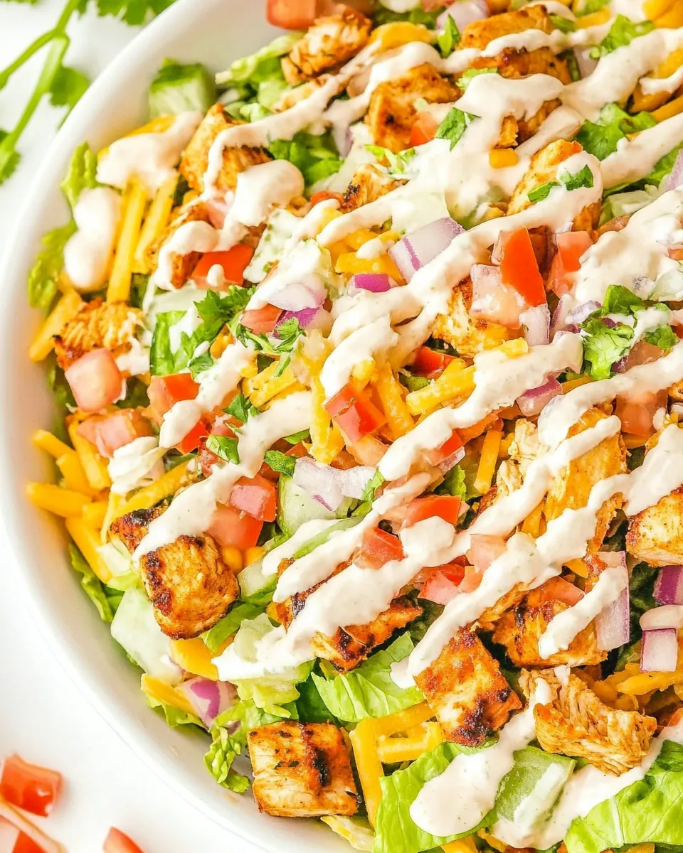 Homemade Loaded Chicken Taco Salad with Creamy Lime-Cilantro Dressing recipe photo