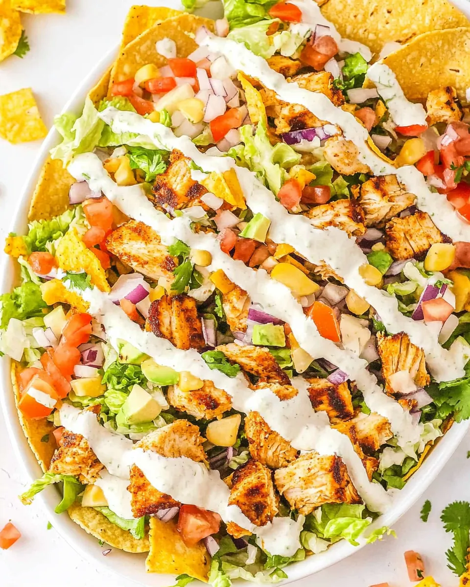 Classic Loaded Chicken Taco Salad with Creamy Lime-Cilantro Dressing dish photo