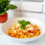 homemade Mafaldine Pasta with Napoletana Sauce photo