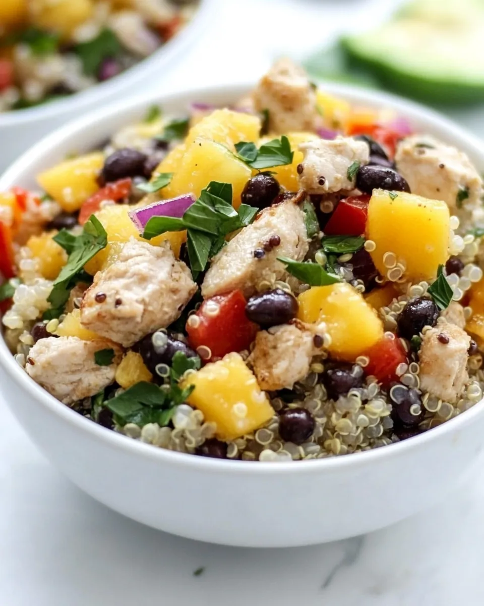 Delicious Mango Black Bean Chicken Quinoa Bowls recipe photo