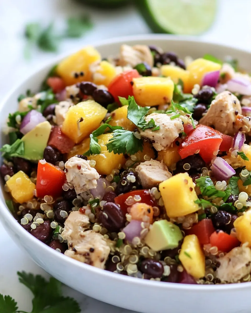 Healthy Mango Black Bean Chicken Quinoa Bowls dish photo