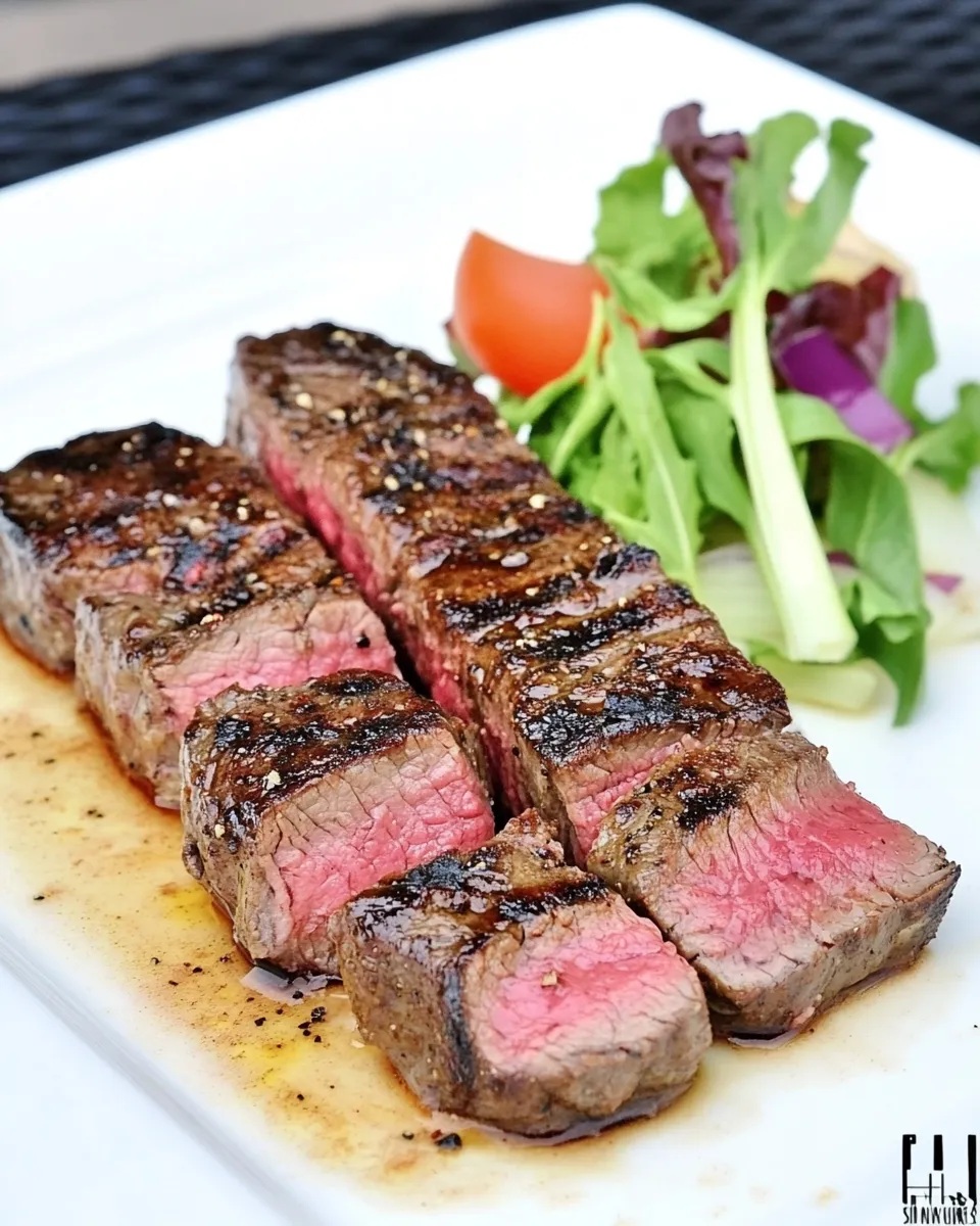 Delicious Marinated Flat Iron Steak Great Summer BBQ dish photo