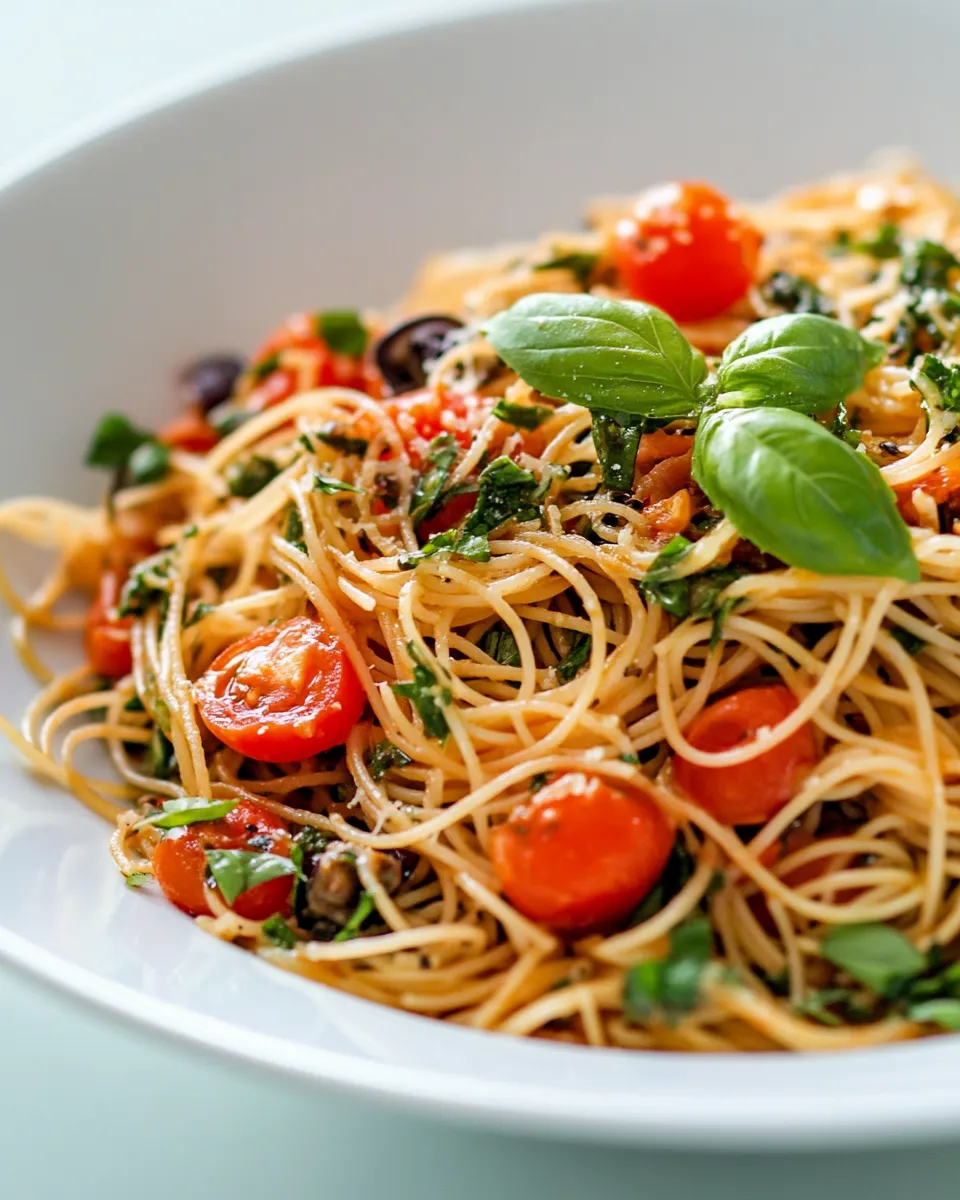 Delicious Mediterranean Angel Hair Pasta plate image