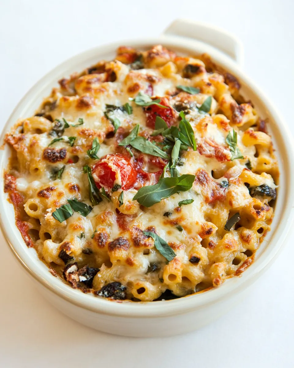 Delicious Mediterranean Macaroni and Cheese shot