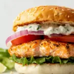 Homemade Mediterranean Salmon Burger recipe photo
