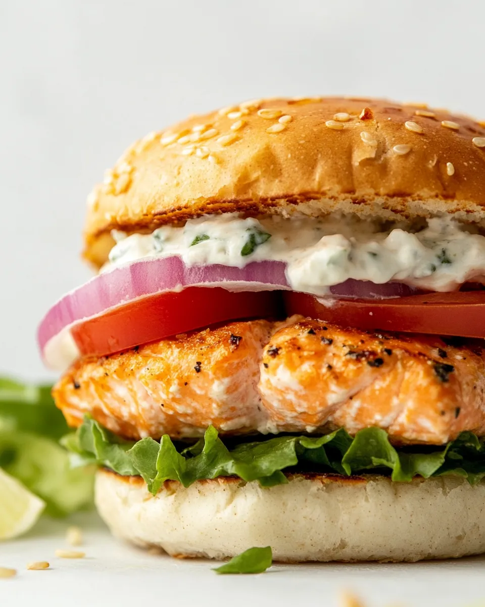 Homemade Mediterranean Salmon Burger recipe photo