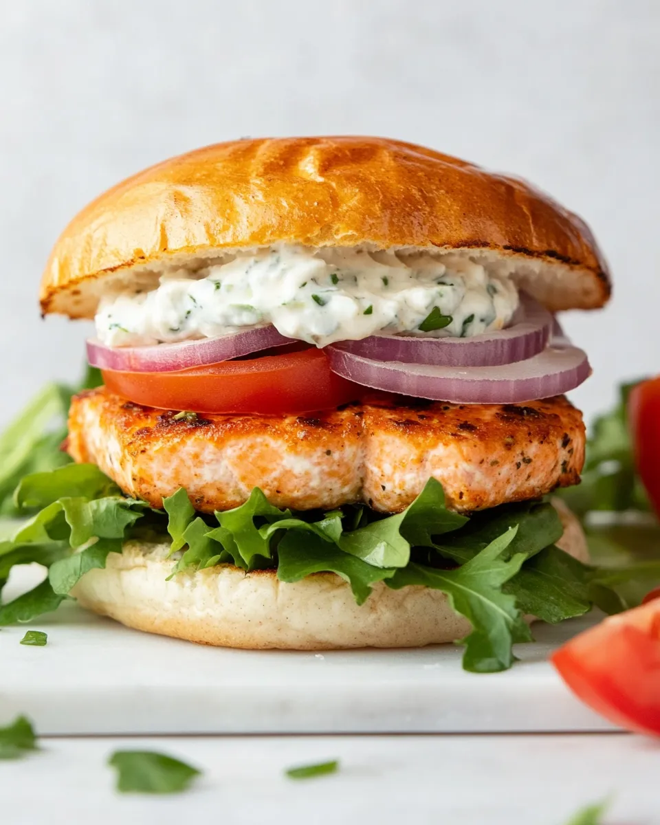 Delicious Mediterranean Salmon Burger photo