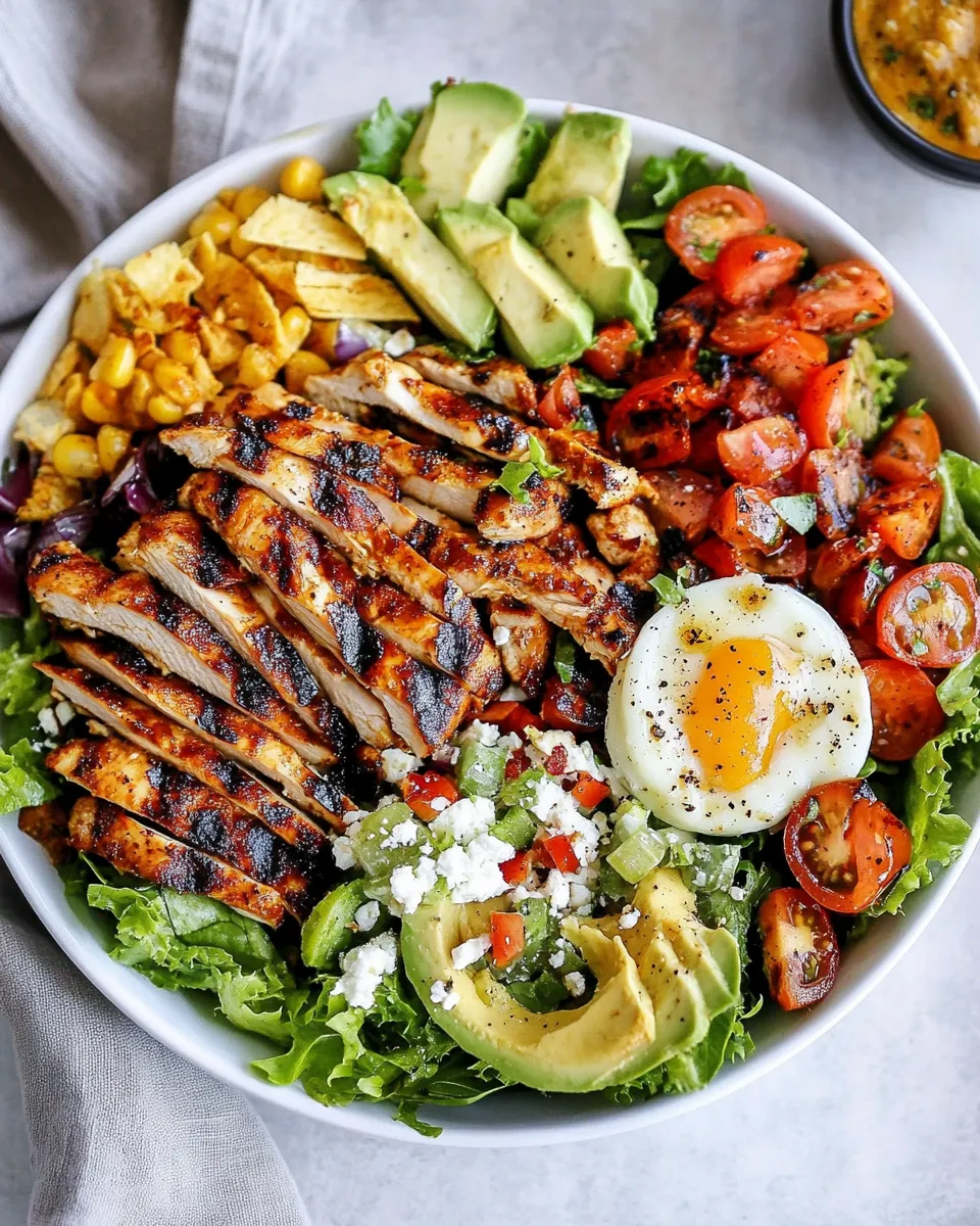 Homemade Mexican Grilled Chicken Cobb Salad. recipe photo