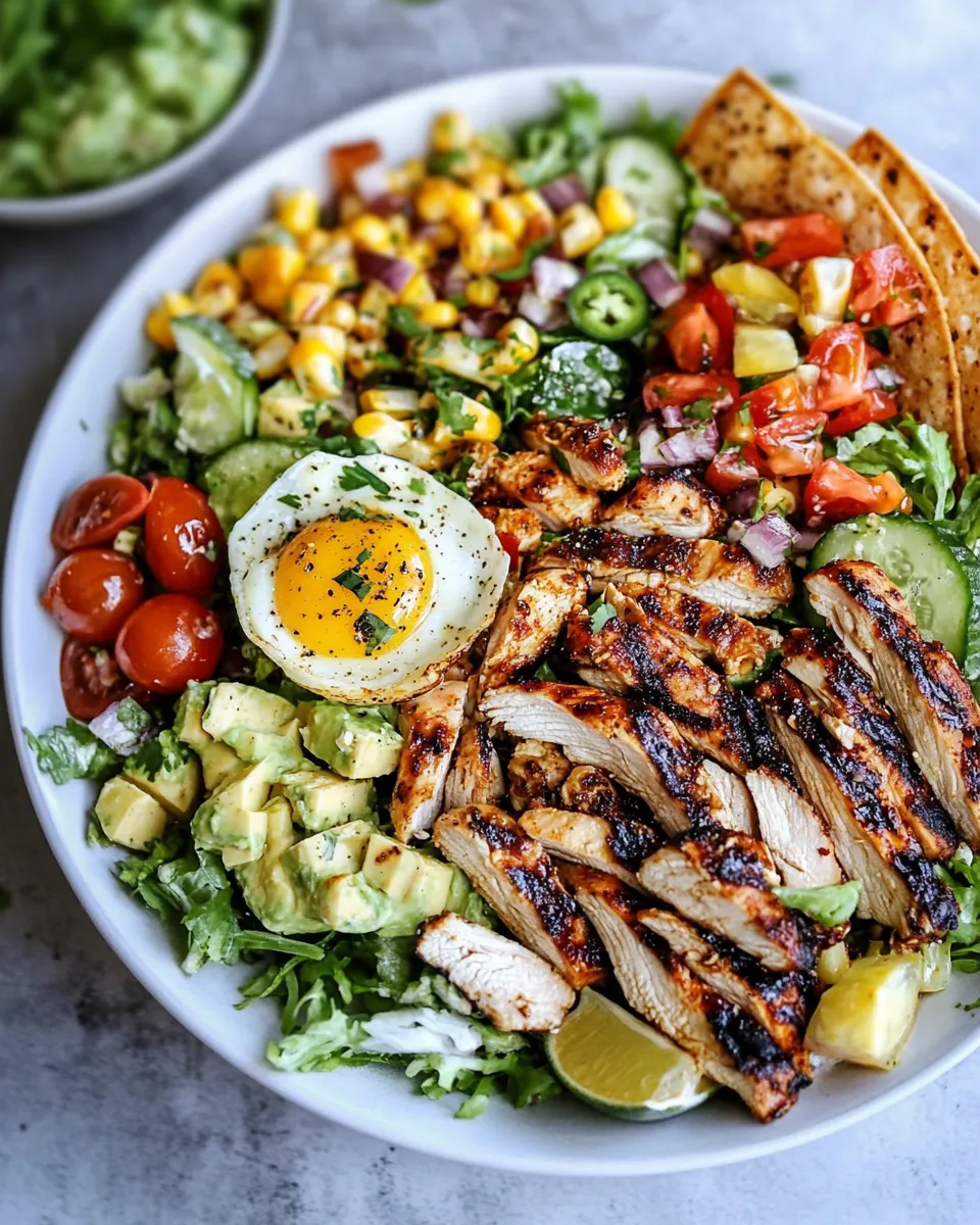 Easy Mexican Grilled Chicken Cobb Salad. food shot