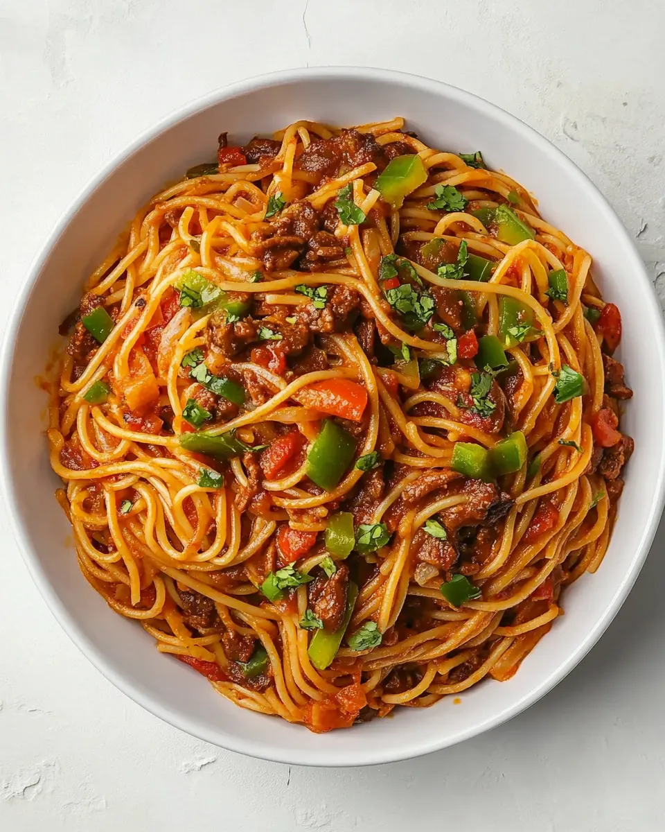 Delicious Mexican Spaghetti plate image