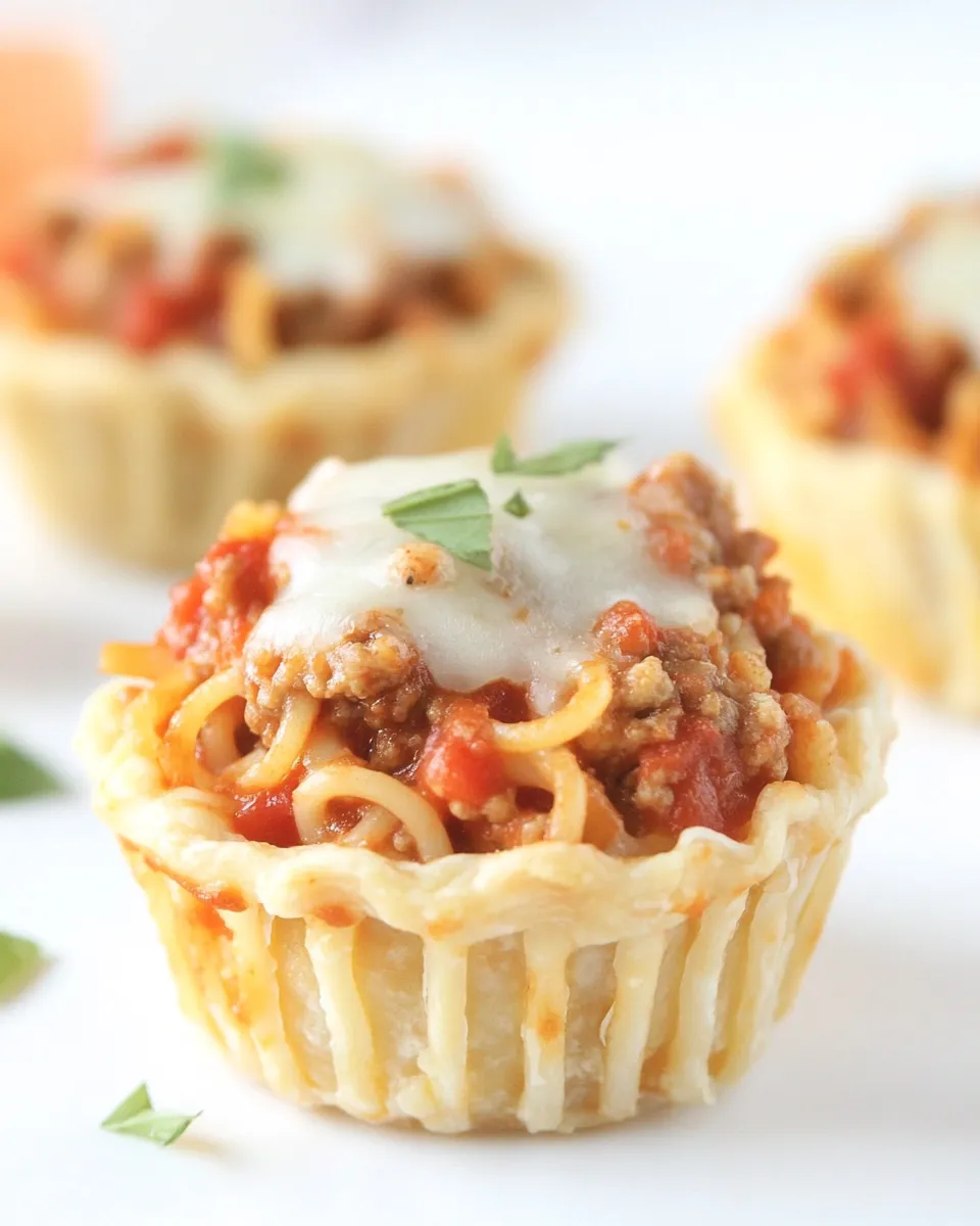 Easy Mini Spaghetti Pies recipe photo