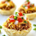 Homemade Mini Taco Spaghetti Pies photo