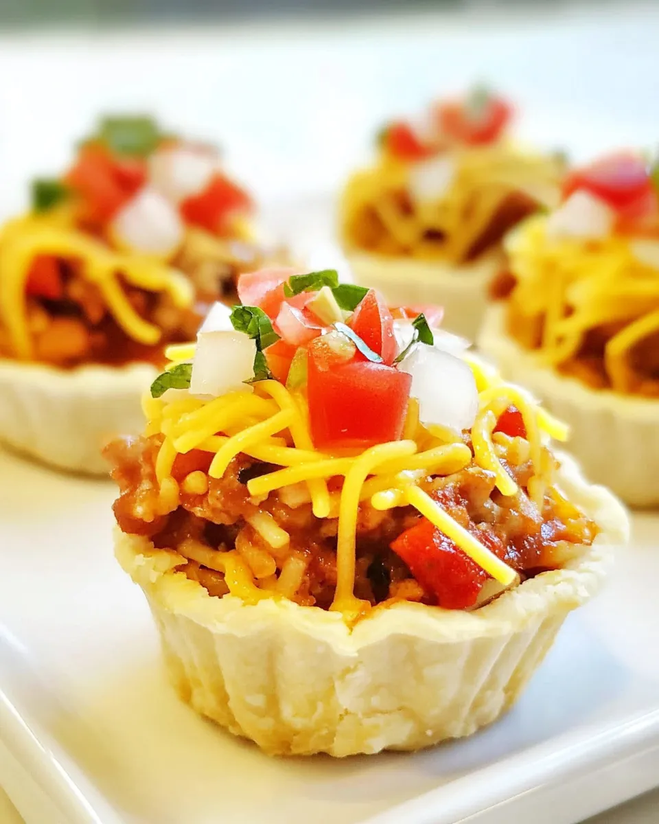 Classic Mini Taco Spaghetti Pies recipe image