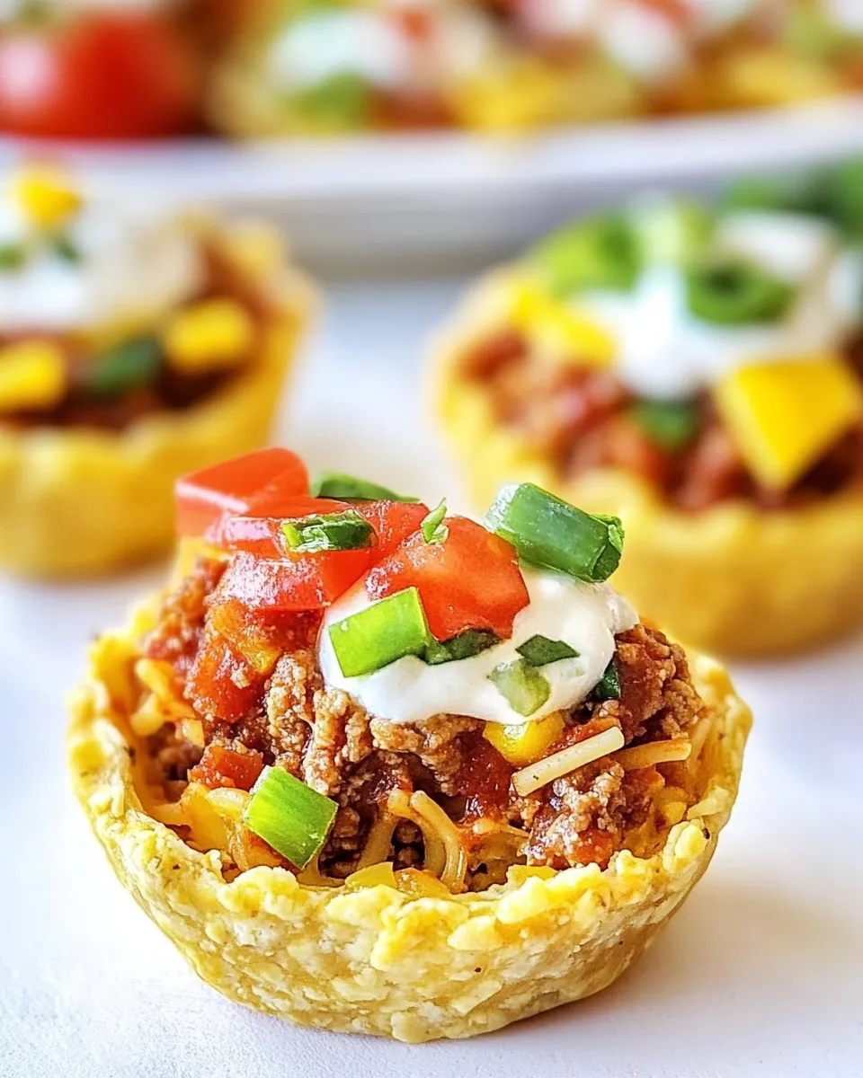 Easy Mini Taco Spaghetti Pies plate image