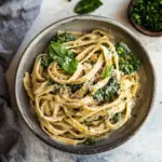 Homemade No-Guilt Broccoli Fettuccine Alfredo. recipe photo