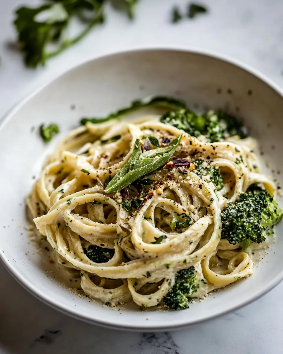 Easy No-Guilt Broccoli Fettuccine Alfredo. photo