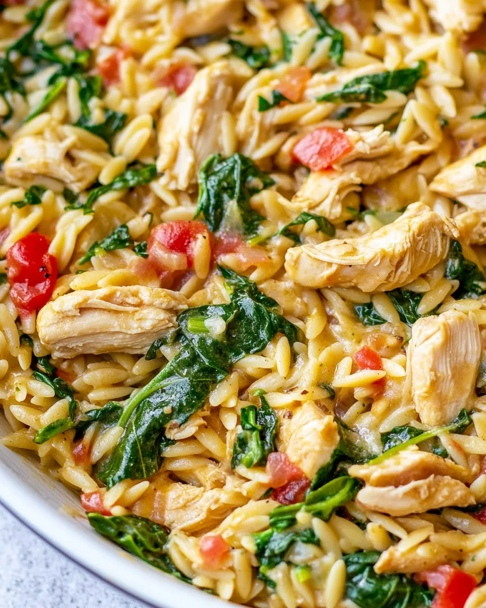 easy One-Pan Chicken and Spinach Orzo recipe image