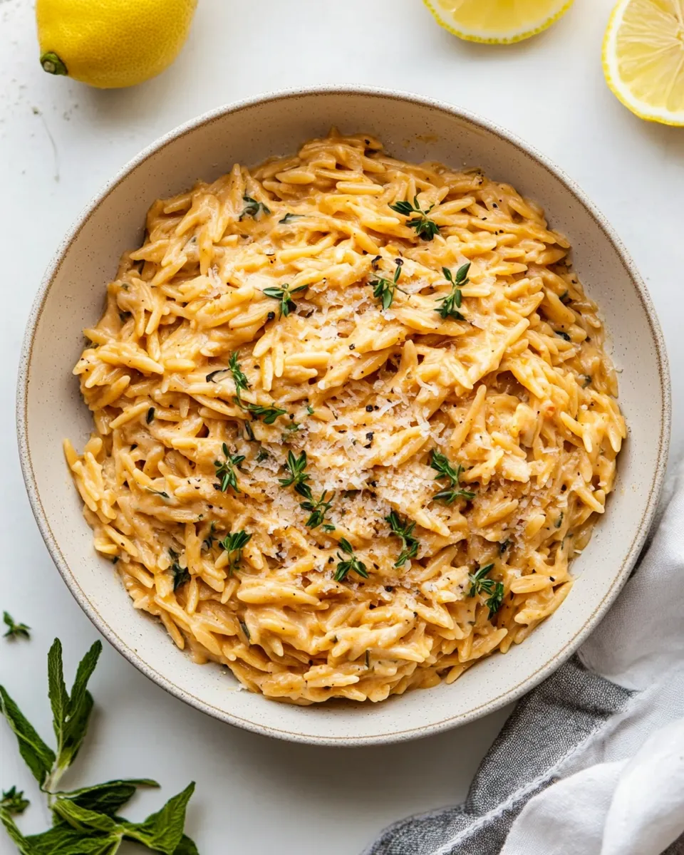 Delicious One-Pan Creamy Lemon Orzo plate image